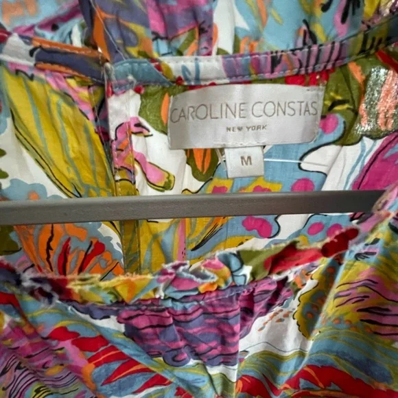 Caroline Constas Red Pink Ruffled A-line Sundress - Picture 3 of 12